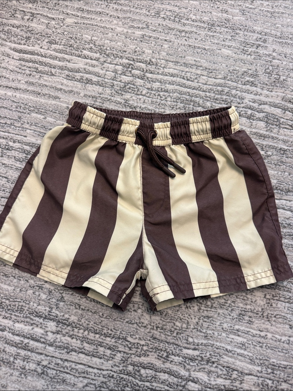 Zara Kids Vertical Stripe Swim Trunks - Brown & Cream